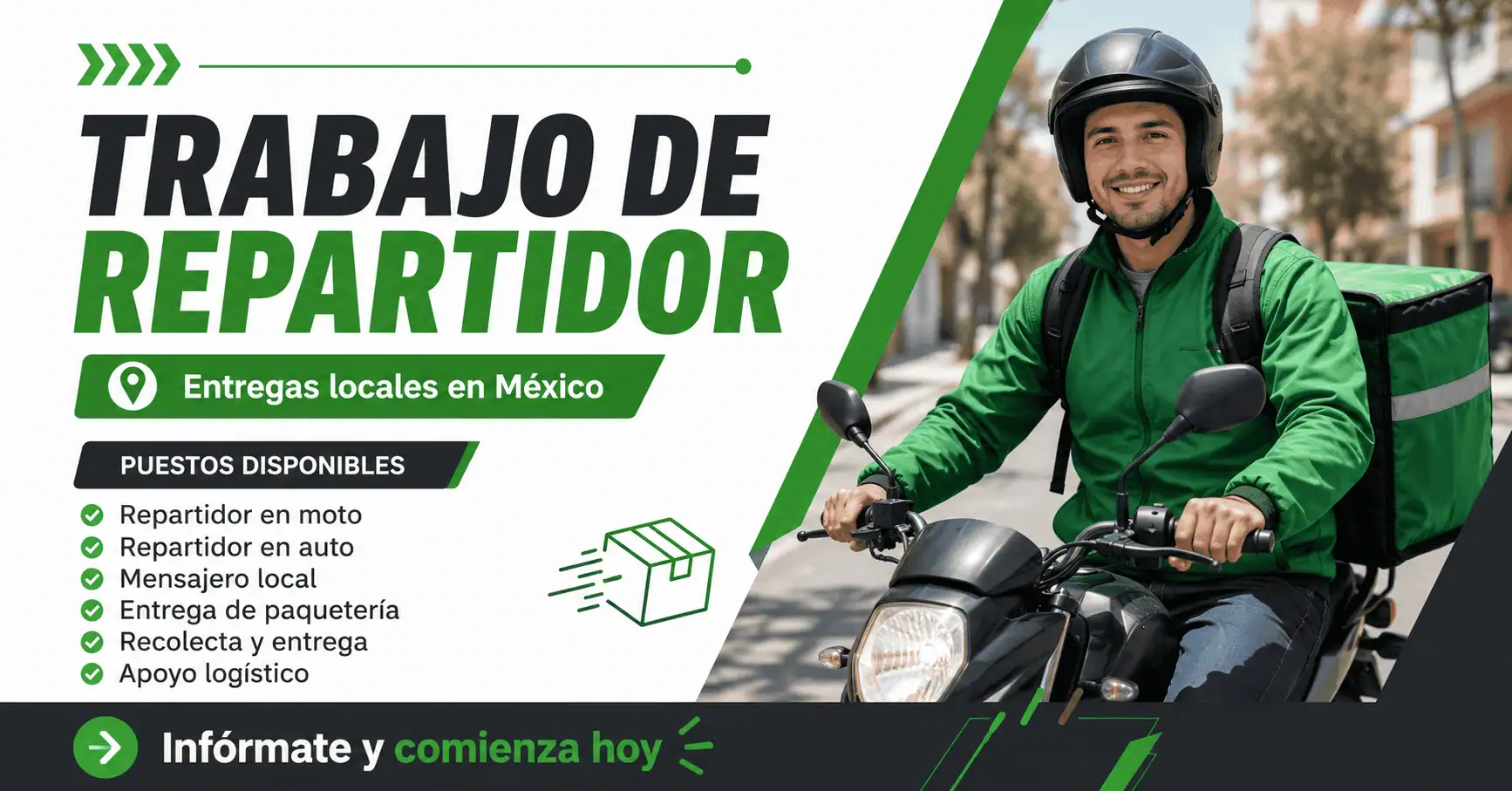 Trabajo de repartidor en México para entregas locales